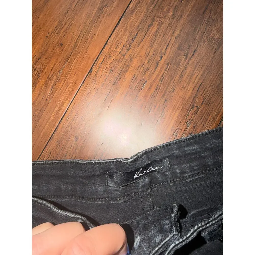 Kancan high-rise denim shorts black frayed 27